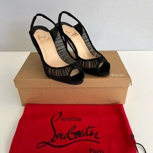Auth VTG CHRISTIAN LOUBOUTIN Crepe Sling Back Heels